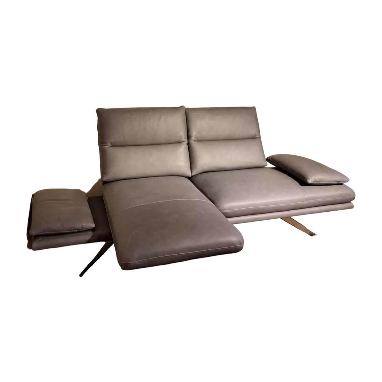 Sofa No 1 Elias Bezug Leder W10 L30 Grau Füße Chrom