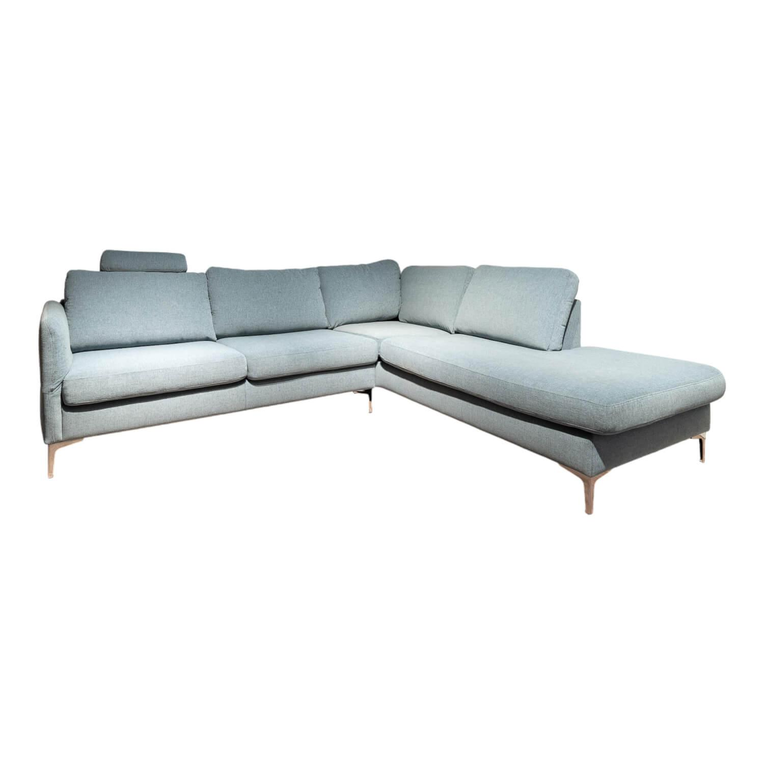 Ecksofa Timeless 7141 5453 Bezug Stoff Trend Light Blue Hellblau Metallfuß Chrom…