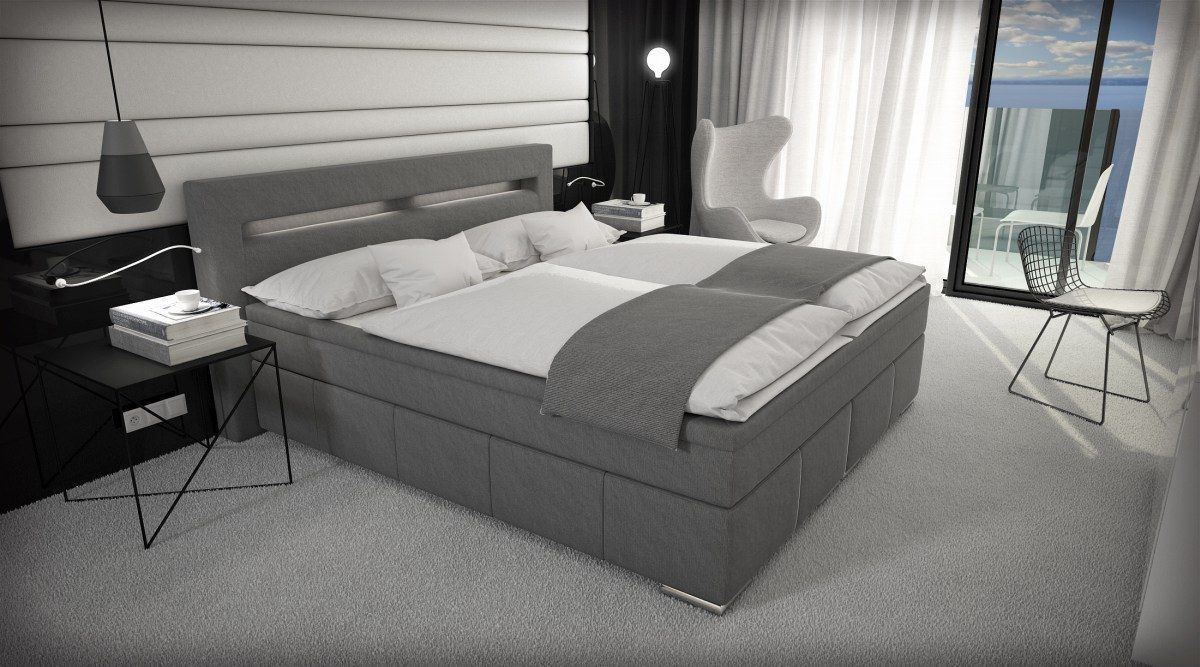 Design Boxspringbett Essen Grau