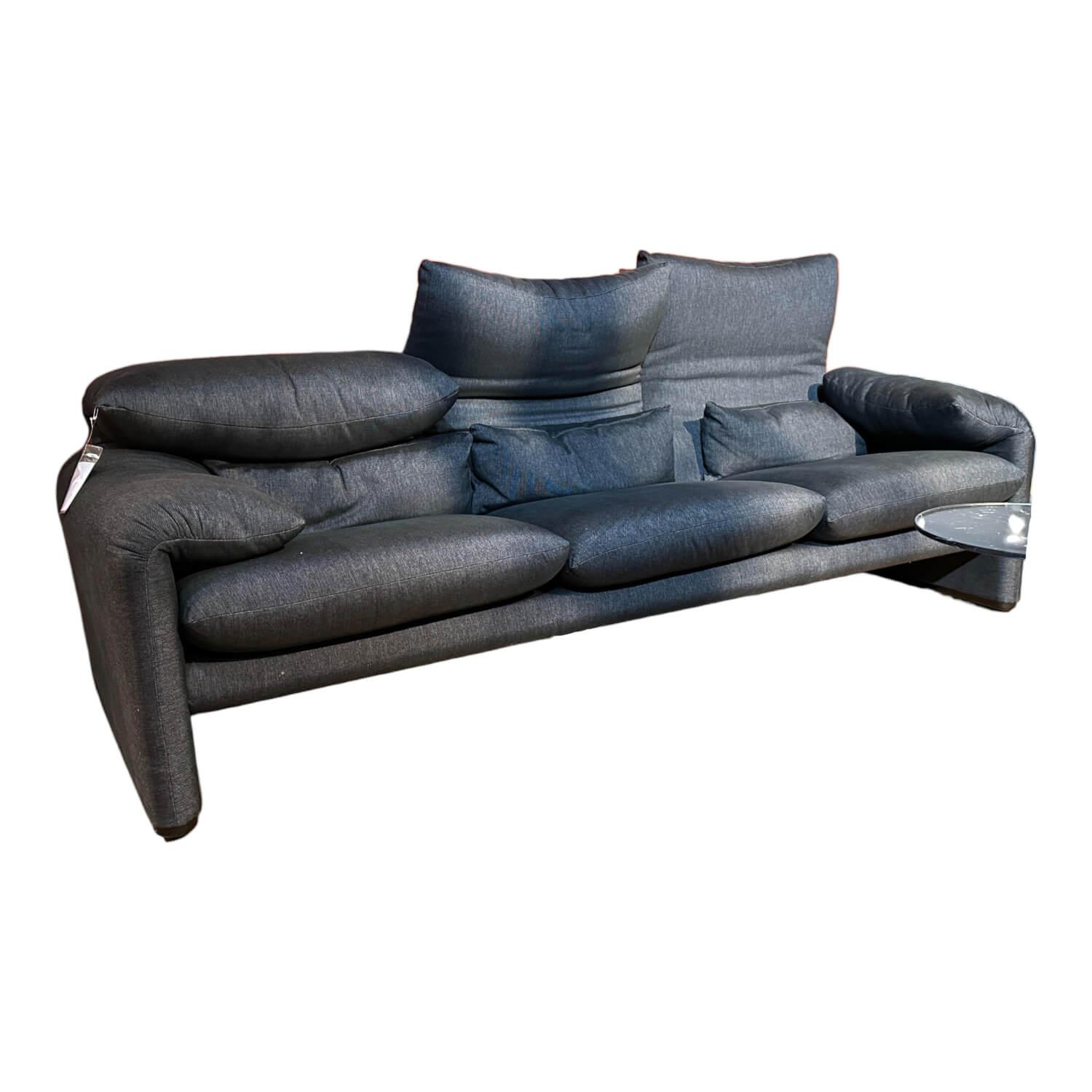 Sofa Maralunga Dreisitzer 675 Stoff Savana 13E399 Nero