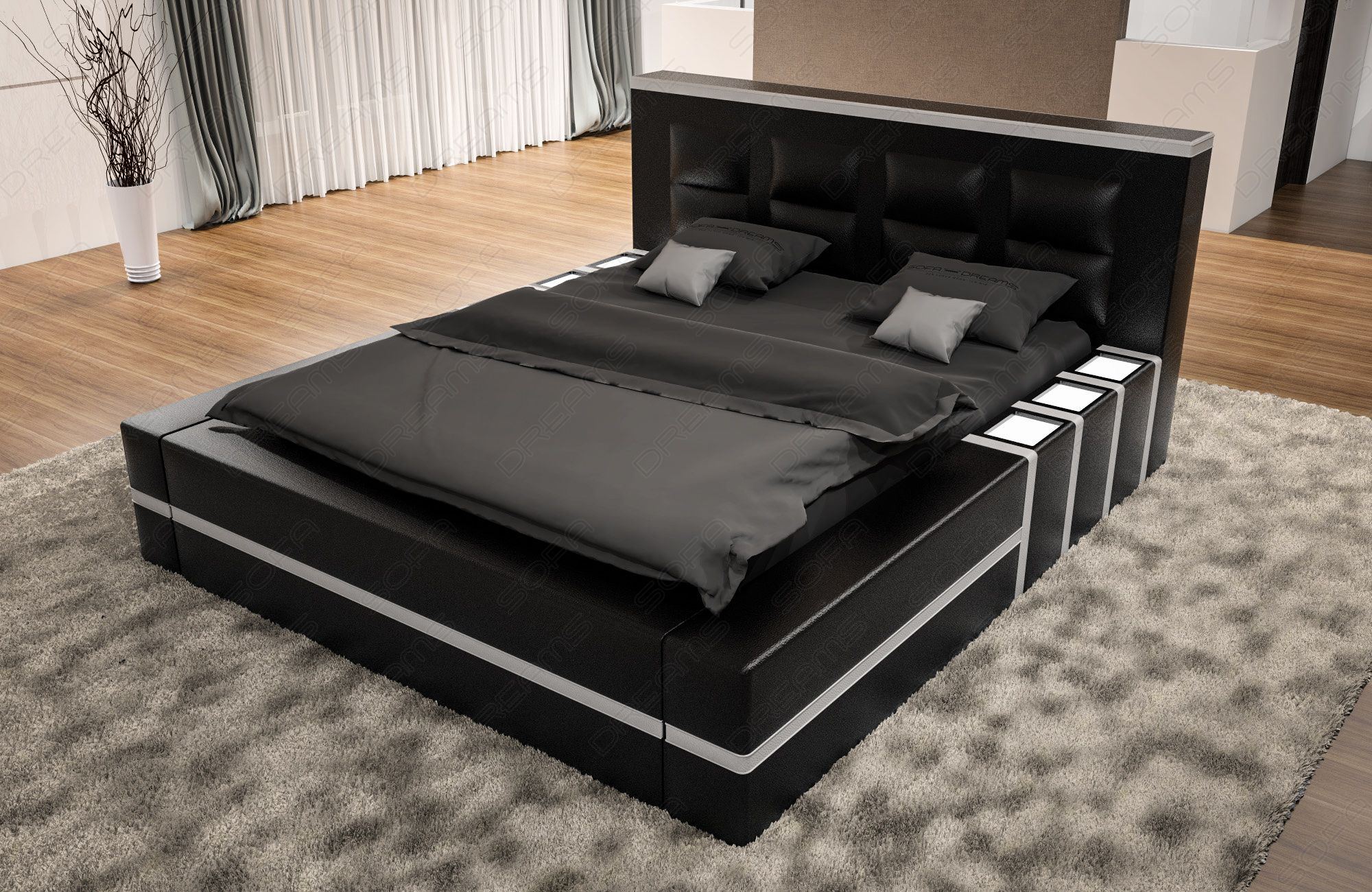 Boxspringbett Asti Schwarz-Weiß