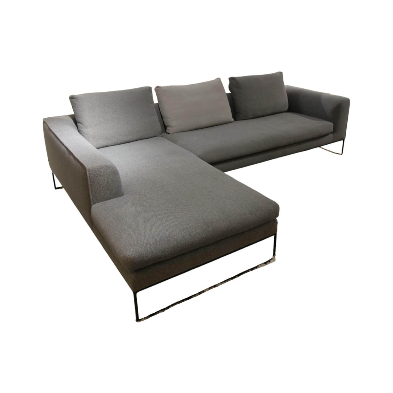 Ecksofa Mell Stoff 9131 Anthrazit Grau Gestell Metall Schwarz Mit Kissen Stoff 9…