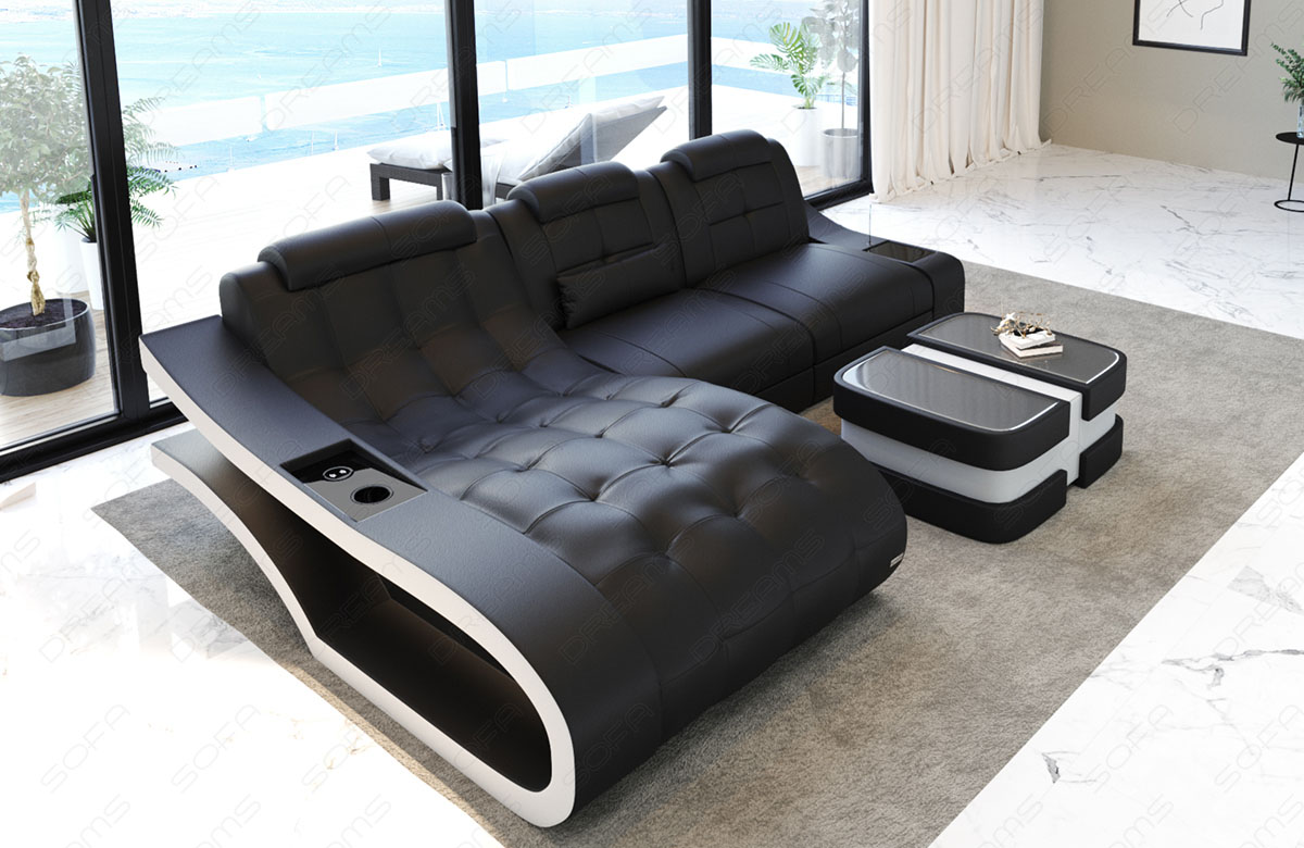 Ledersofa Elegante L Form Mini