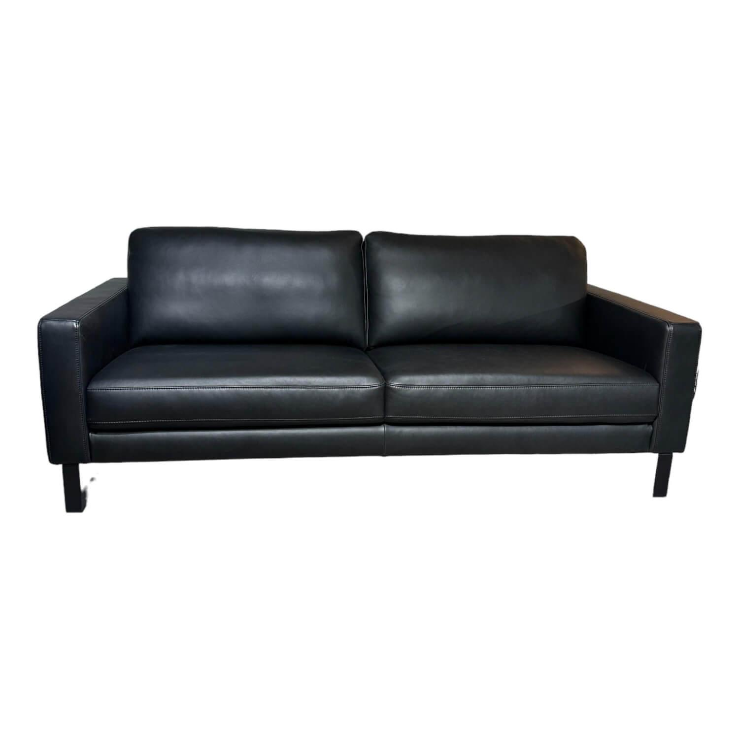 Sofa Enna Leder Rancho WR 51 Nero Schwarz Metallkufe Schwarz