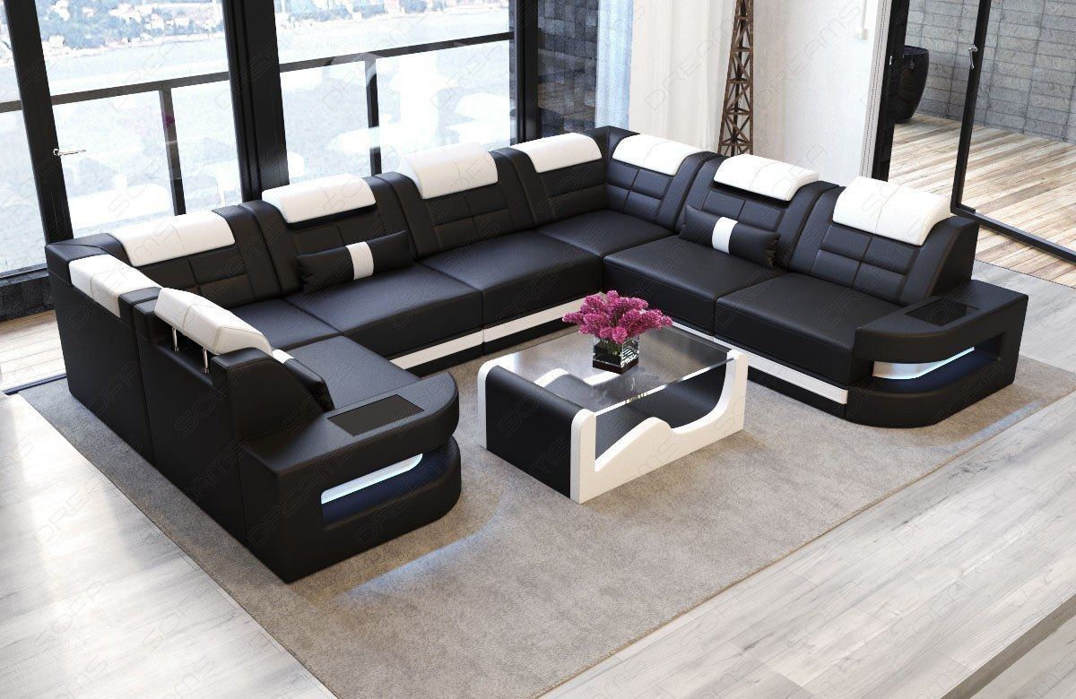 Wohnlandschaft Como in Leder – Sofa mit Licht