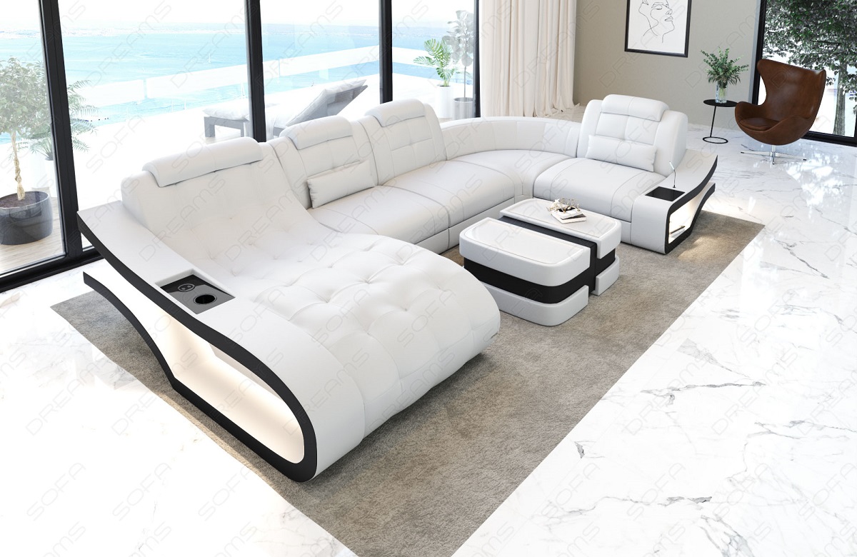 U Form Ledersofa Elegante Mini