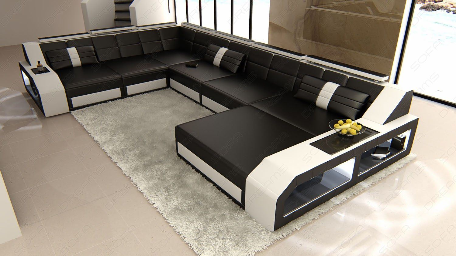 XXL U Form Ledersofa Matera Mini