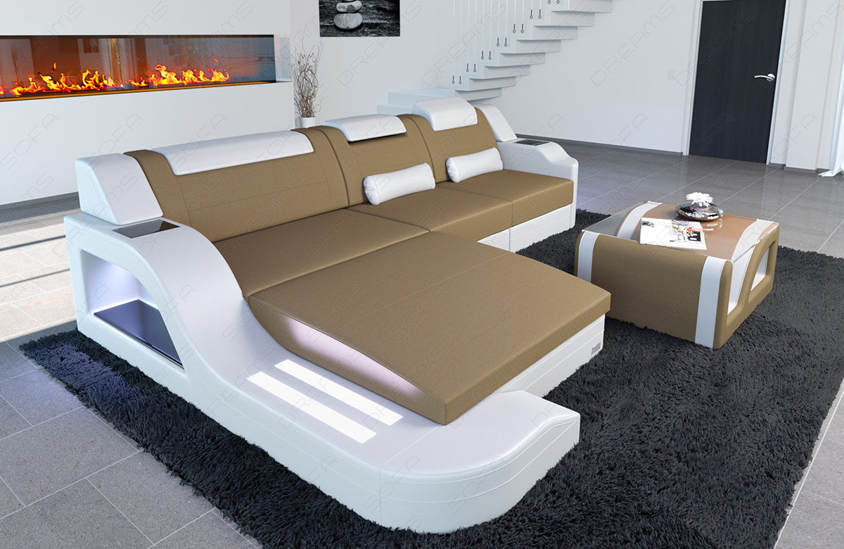 Stoffsofa Palermo L Form Mini LED