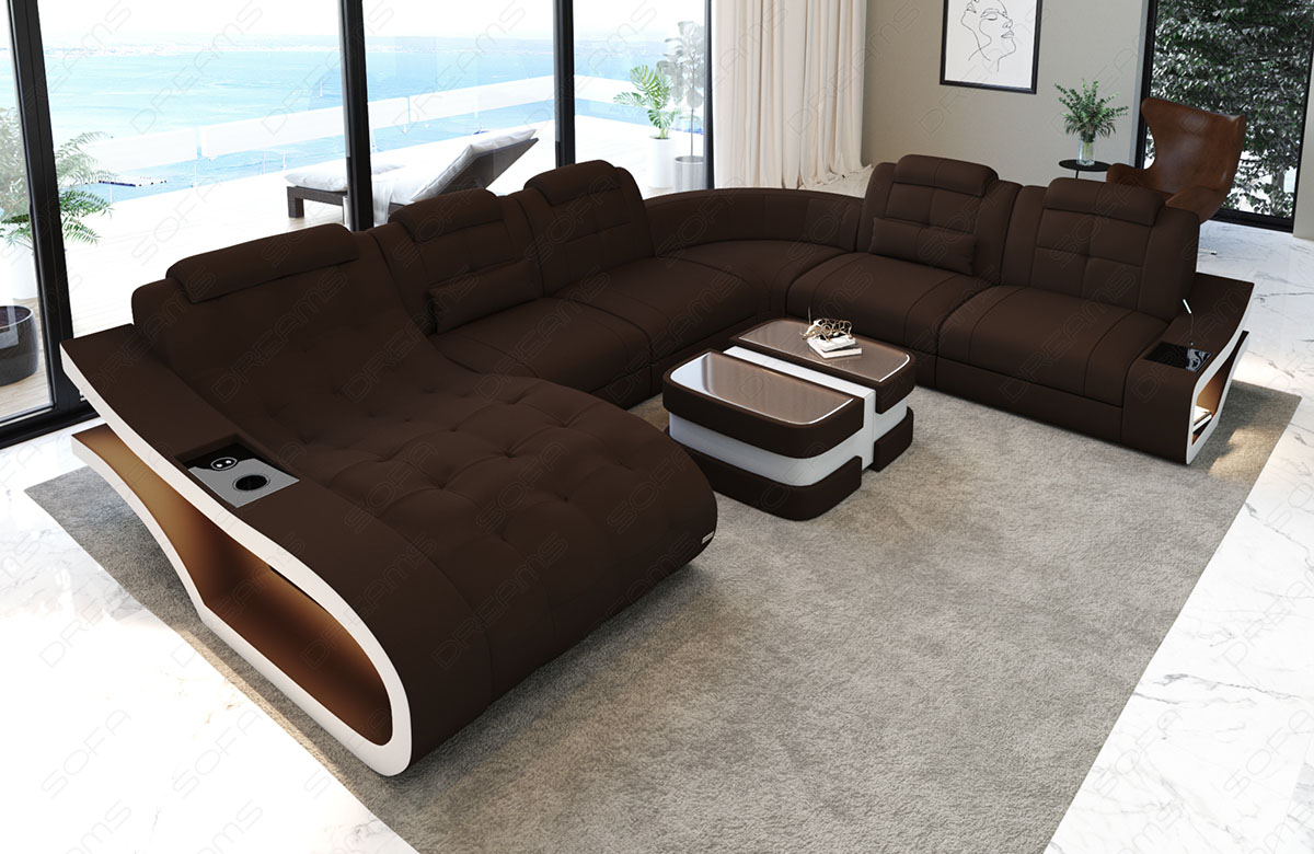 XXL Sofa Elegante U Form Mini Stoffsofa