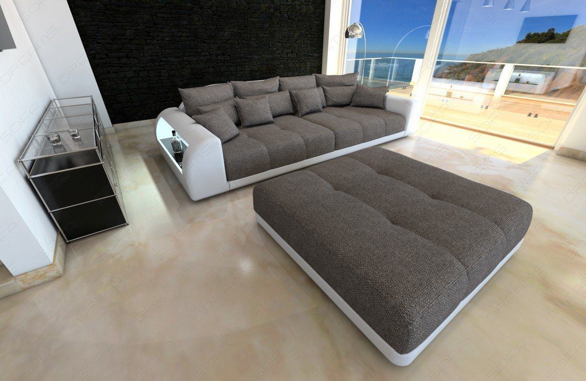 Big Sofa Miami in Webstoff Mikrofaser mit LED