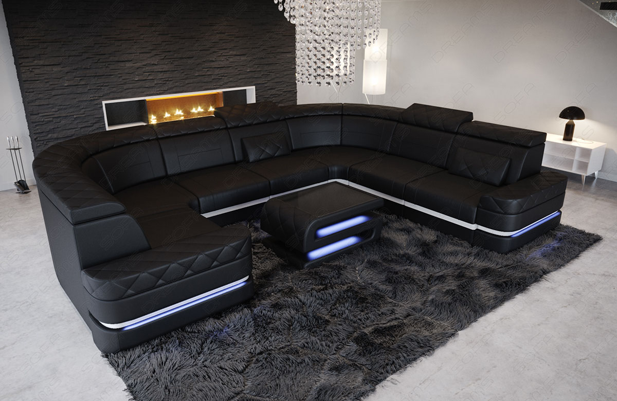 Ledersofa Positano Mini U Form