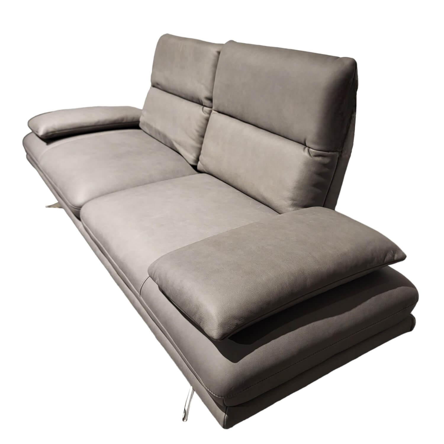 Sofa Klier ConceptNo 1 Leder L40 Grey Grau Füße Edelstahl Gebürstet Mit Rückenve…