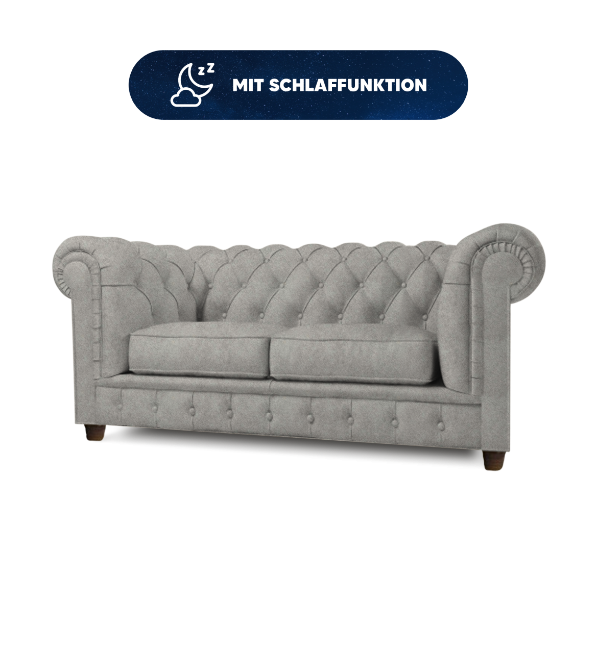 TRESPIANO 2-Sitzer-Sofa mit Schlaffunktion im Chesterfield-Stil – Stoffauswah…