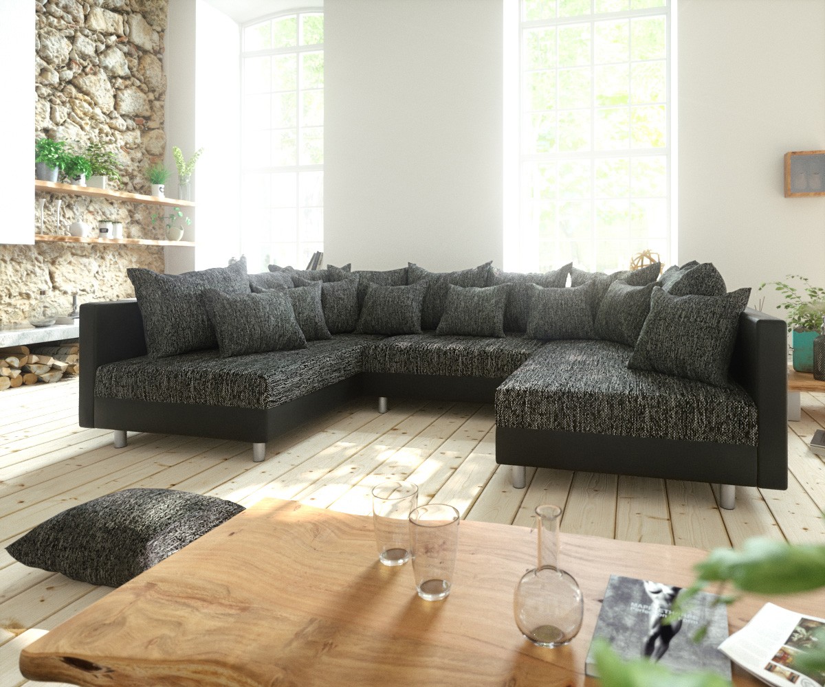 DELIFE Wohnlandschaft Clovis Schwarz Modularsofa Modulsystem, Design Wohnlandschaften, Couch Loft, Modulsofa, modular