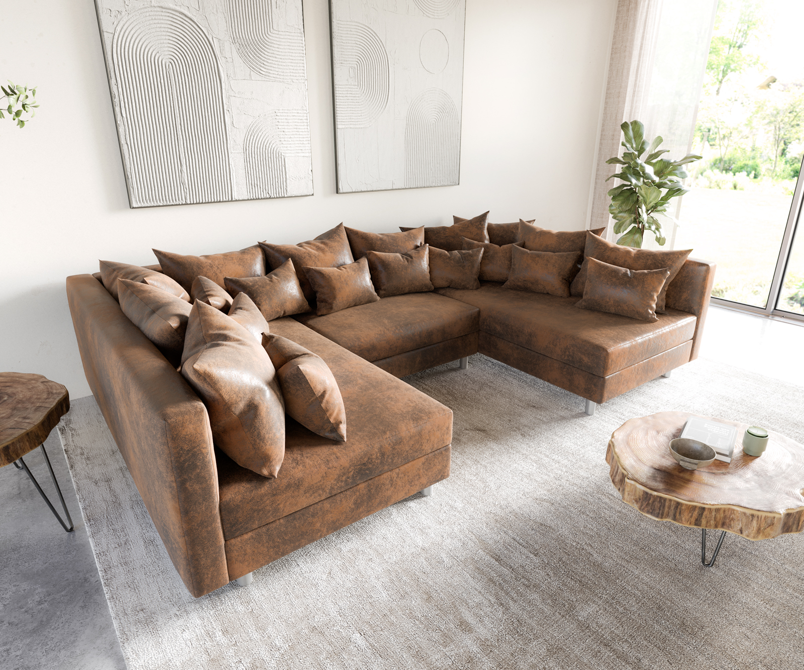 DELIFE Wohnlandschaft Clovis Braun Antik Optik Modulsofa, Design Wohnlandschaften, Couch Loft, Modulsofa, modular