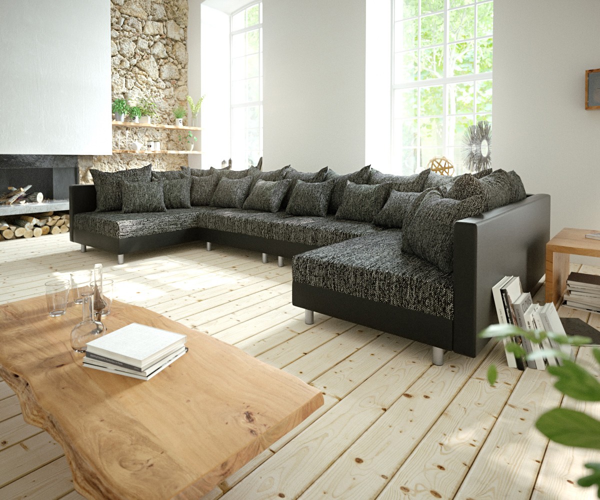 DELIFE Wohnlandschaft Clovis XL Schwarz Modulsofa erweiterbar, Design Wohnlandschaften, Couch Loft, Modulsofa, modular