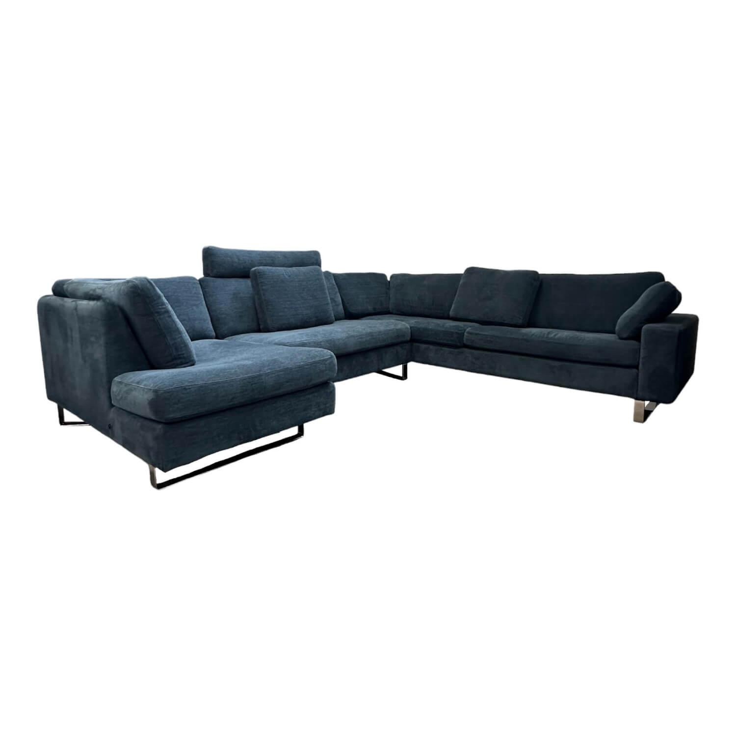 Ecksofa Conseta Stoff 8169 Petrol Blau Metallkufen Verchromt Inklusive Kopfstütz…