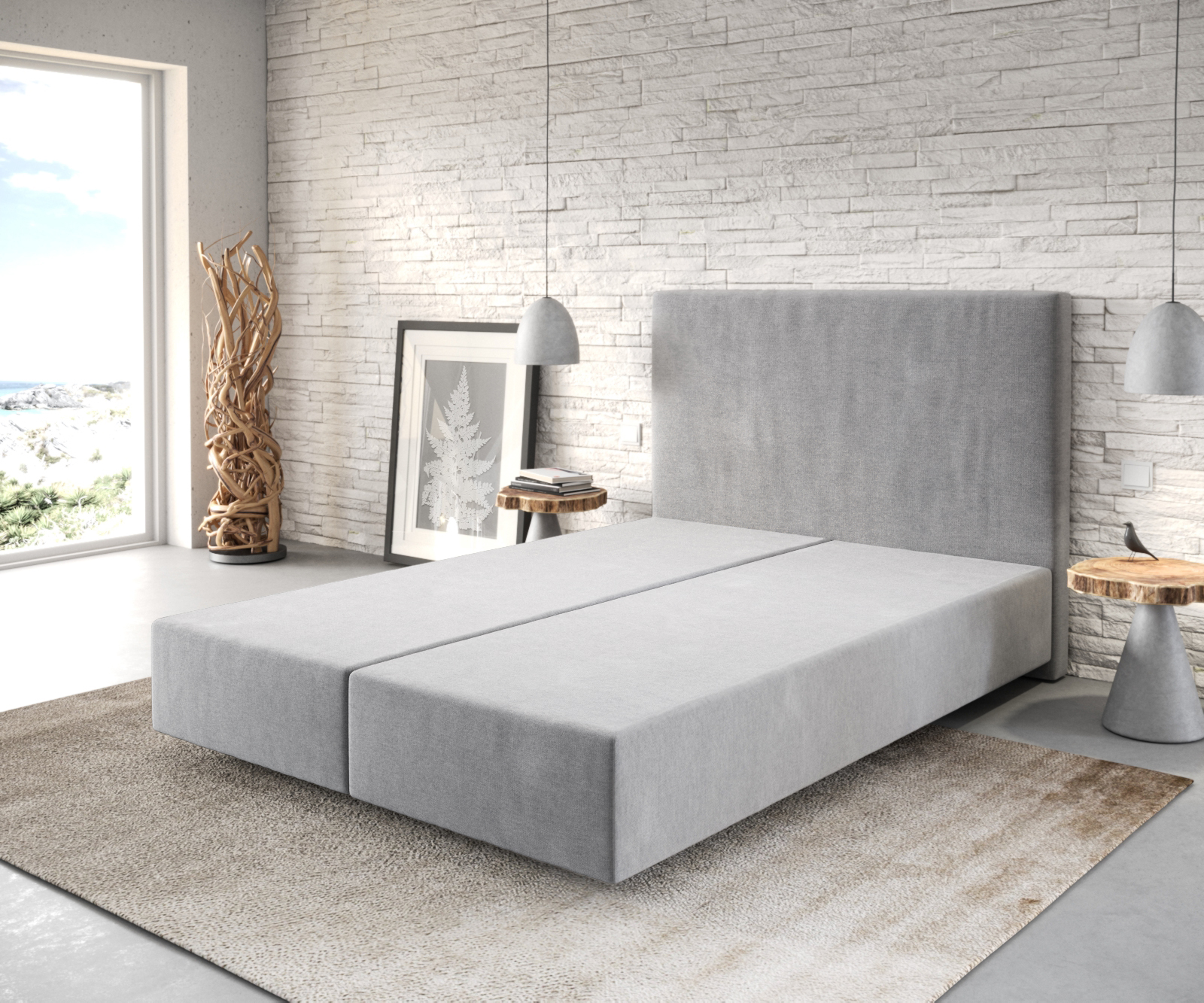 DELIFE Boxspringgestell Dream-Well 140×200 cm Mikrofaser Grau, Bettgestelle