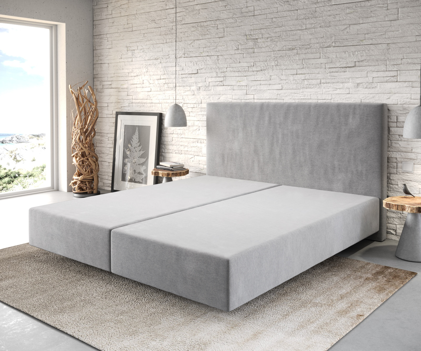 DELIFE Boxspringgestell Dream-Well 180×200 cm Mikrofaser Grau, Bettgestelle