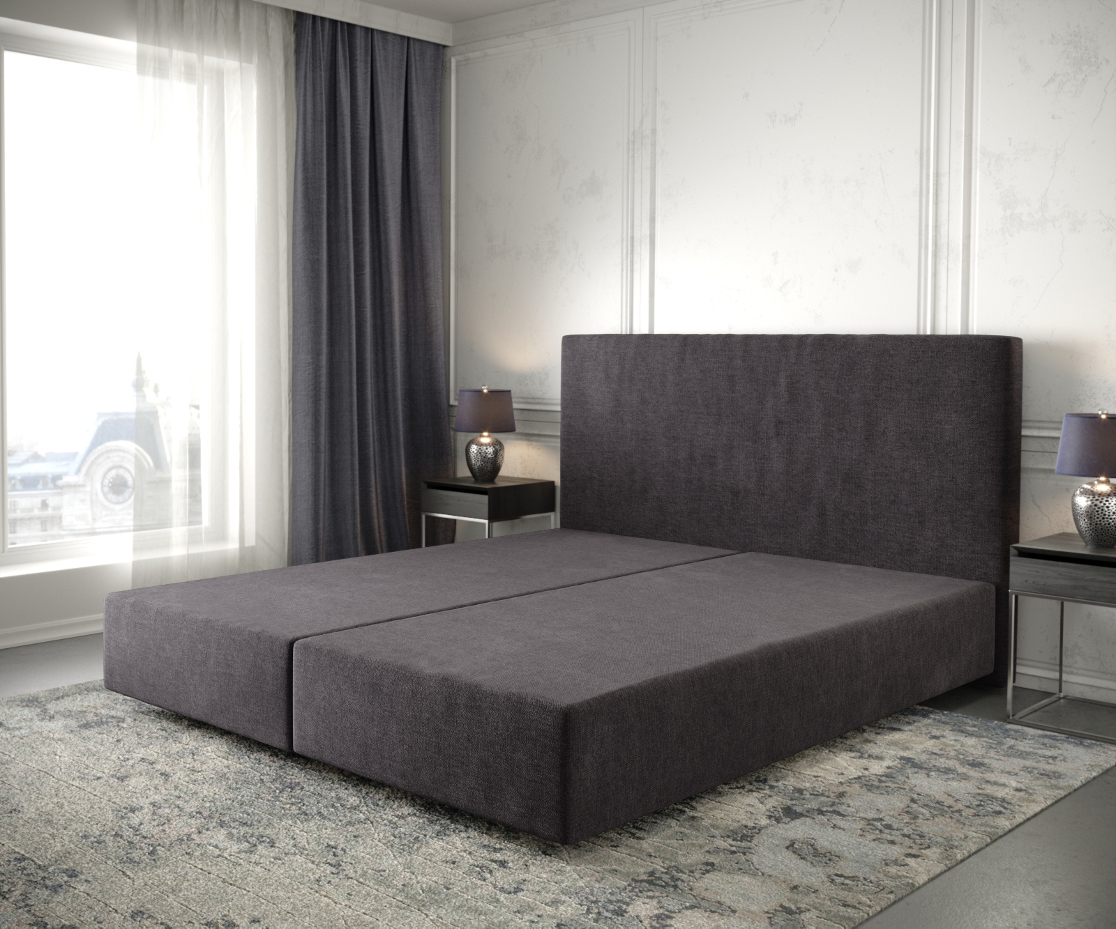 DELIFE Boxspringgestell Dream-Well 180×200 cm Mikrofaser Schwarz, Bettgestelle