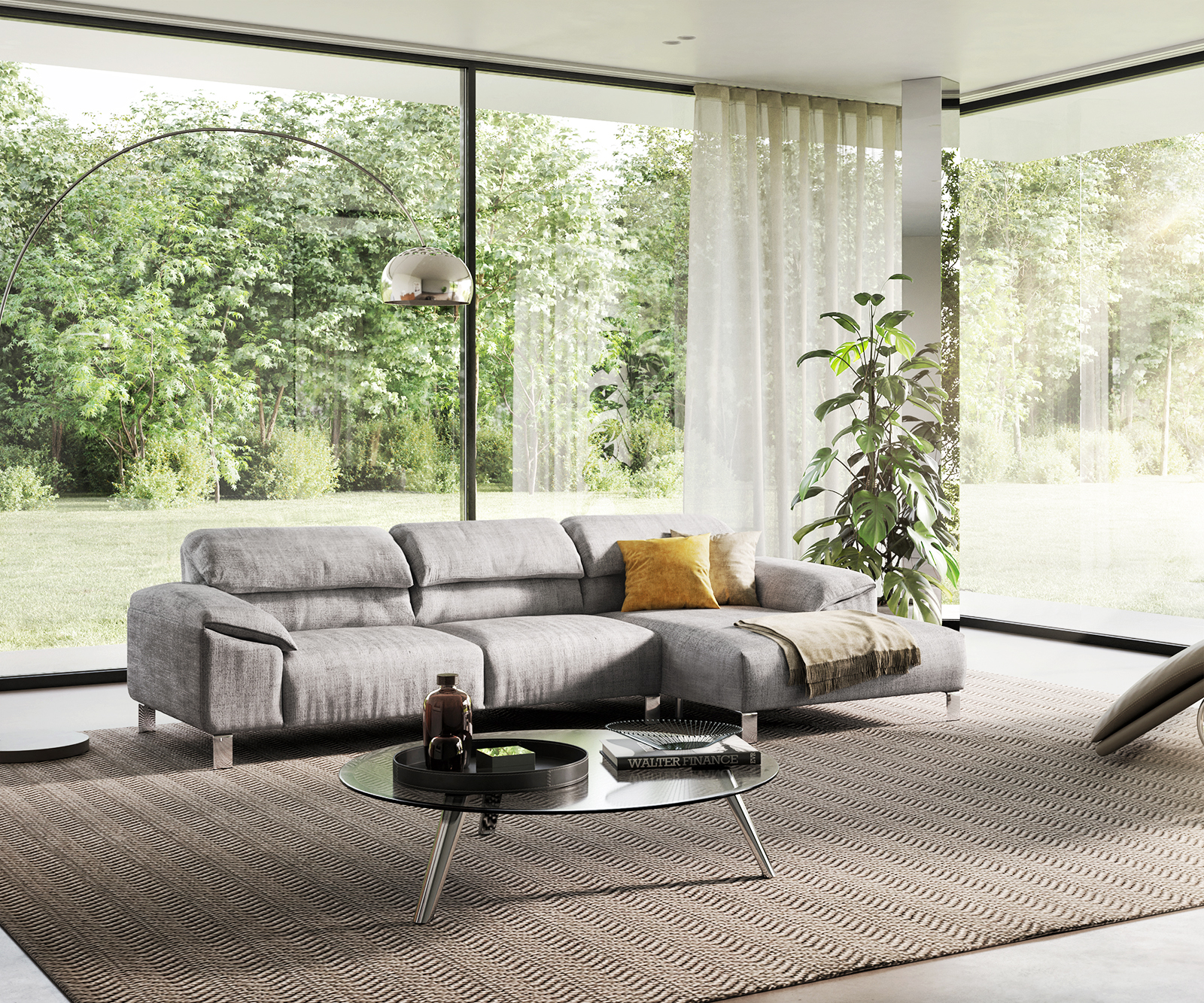 Es brand Ecksofa Selenya 305×170 Struktur Steingrau Relaxfunktion Longchair rechts by ES brand, Ecksofas