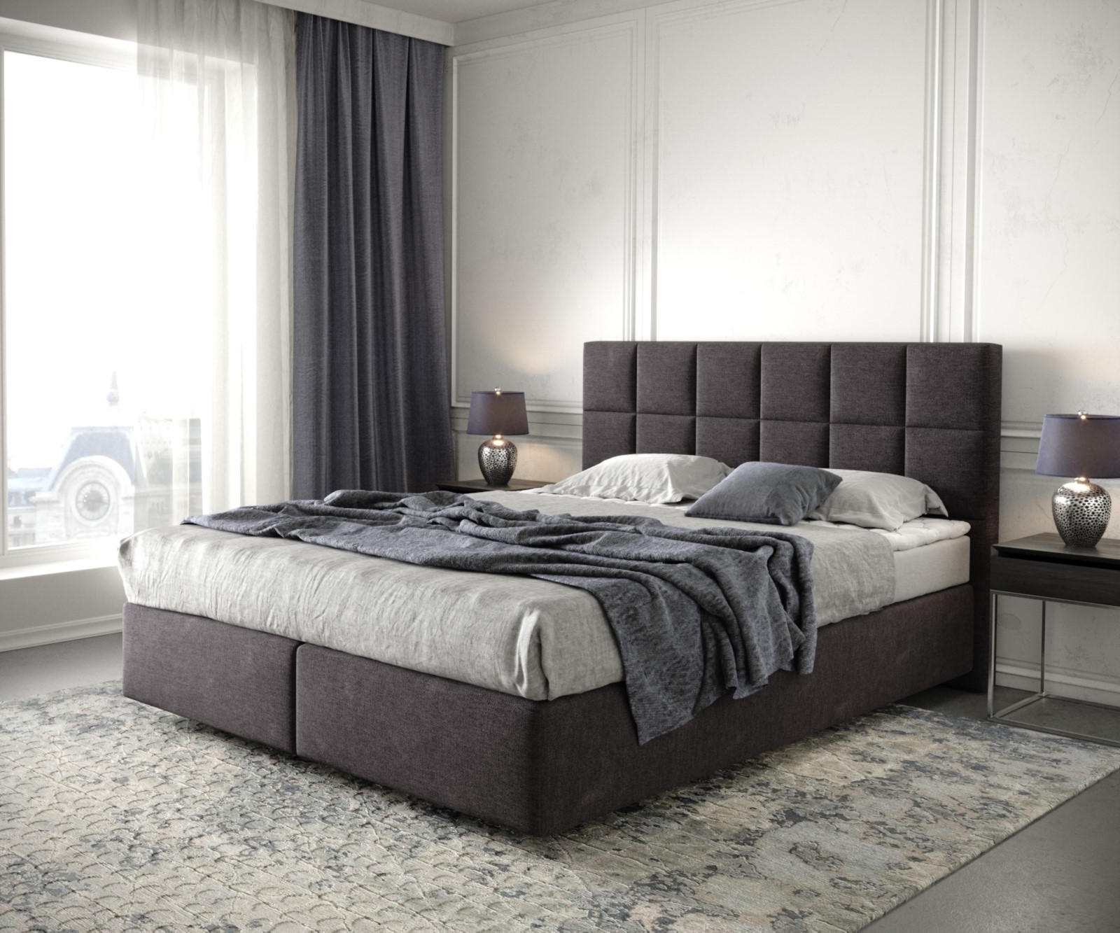 DELIFE Boxspringbett Dream-Fine 160×200 cm Mikrofaser Schwarz mit Matratze und Topper, Boxspringbetten