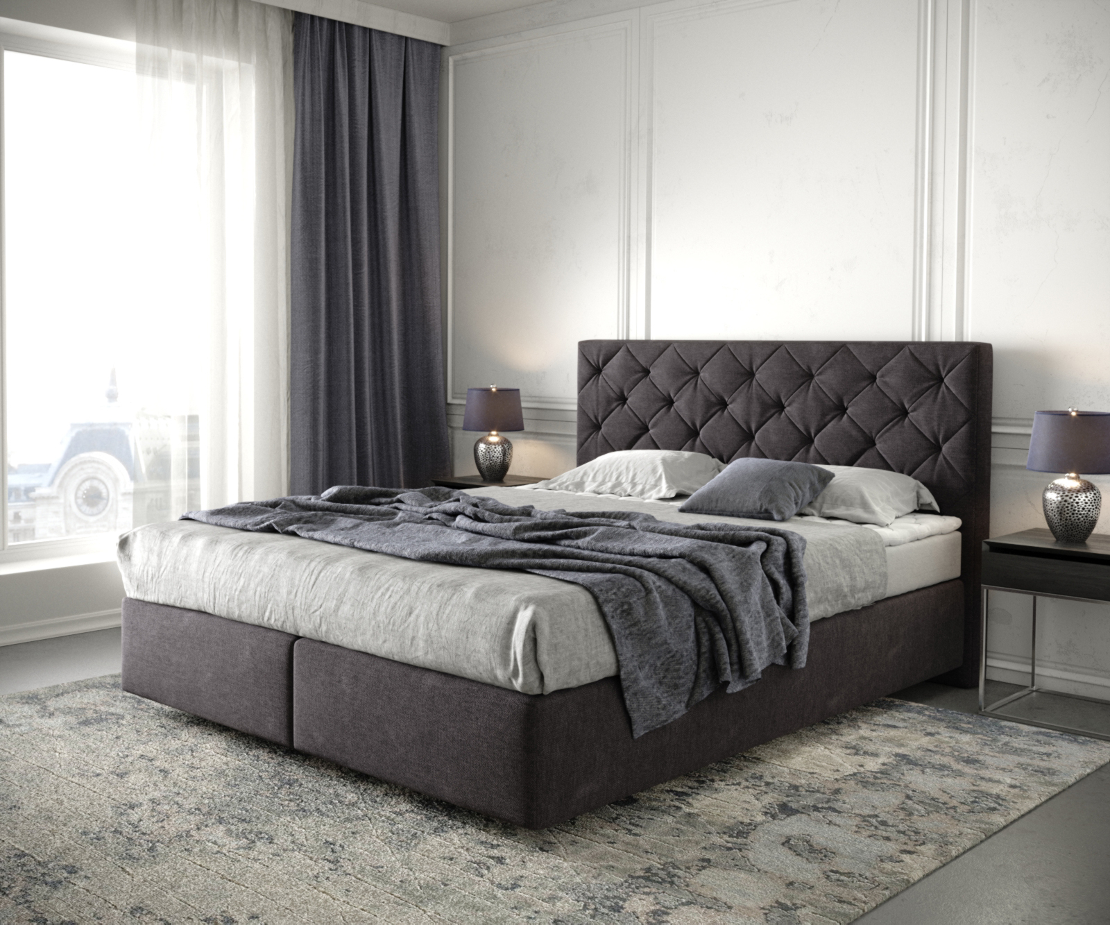 DELIFE Boxspringbett Dream-Great 160×200 cm Mikrofaser Schwarz mit Matratze und Topper, Boxspringbetten