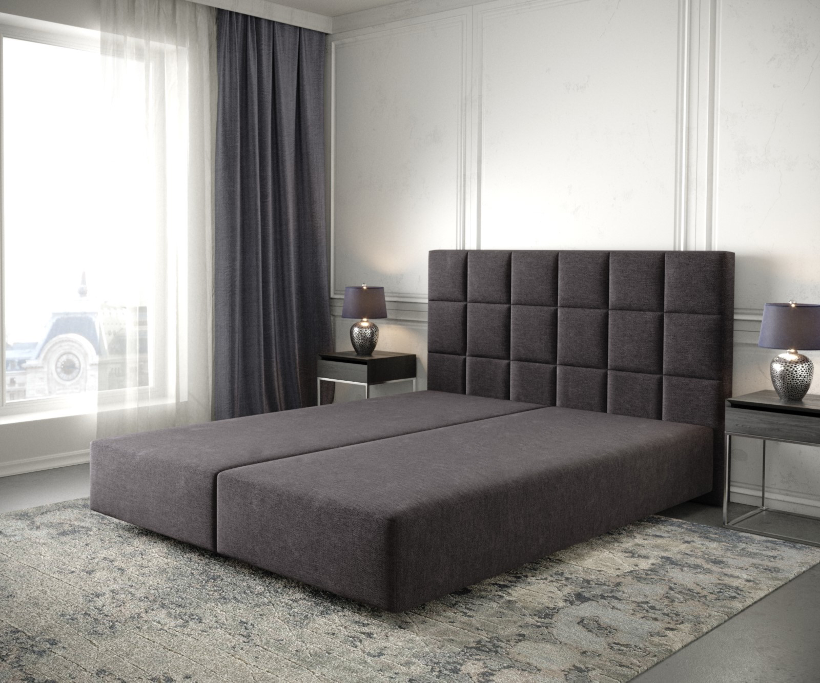 DELIFE Boxspringgestell Dream-Fine 160×200 cm Mikrofaser Schwarz, Bettgestelle