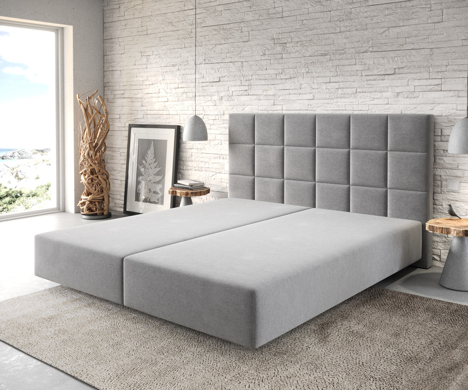 DELIFE Boxspringgestell Dream-Fine 180×200 cm Mikrofaser Grau, Bettgestelle