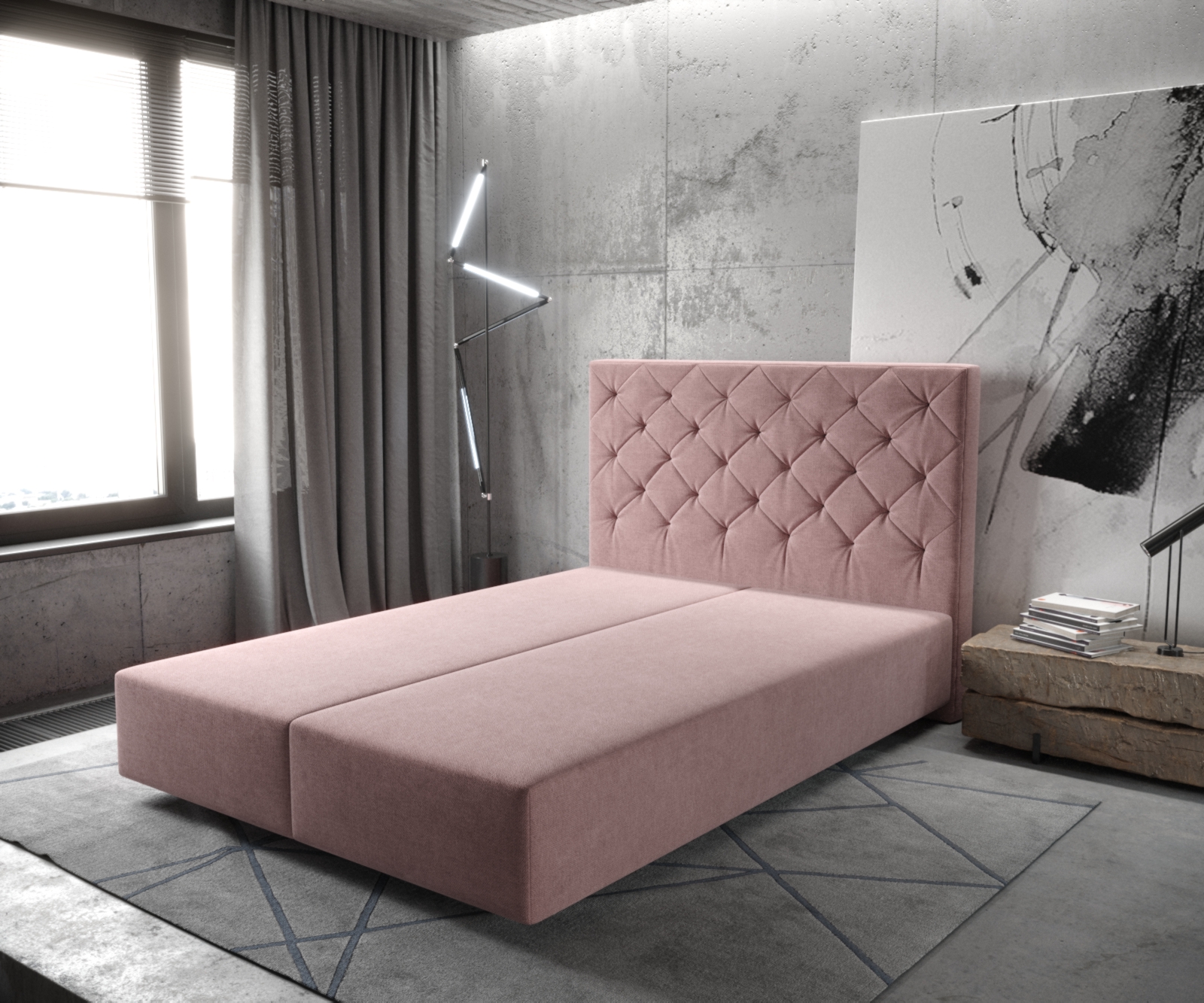 DELIFE Boxspringgestell Dream-Great 140×200 cm Mikrofaser Rosé, Bettgestelle