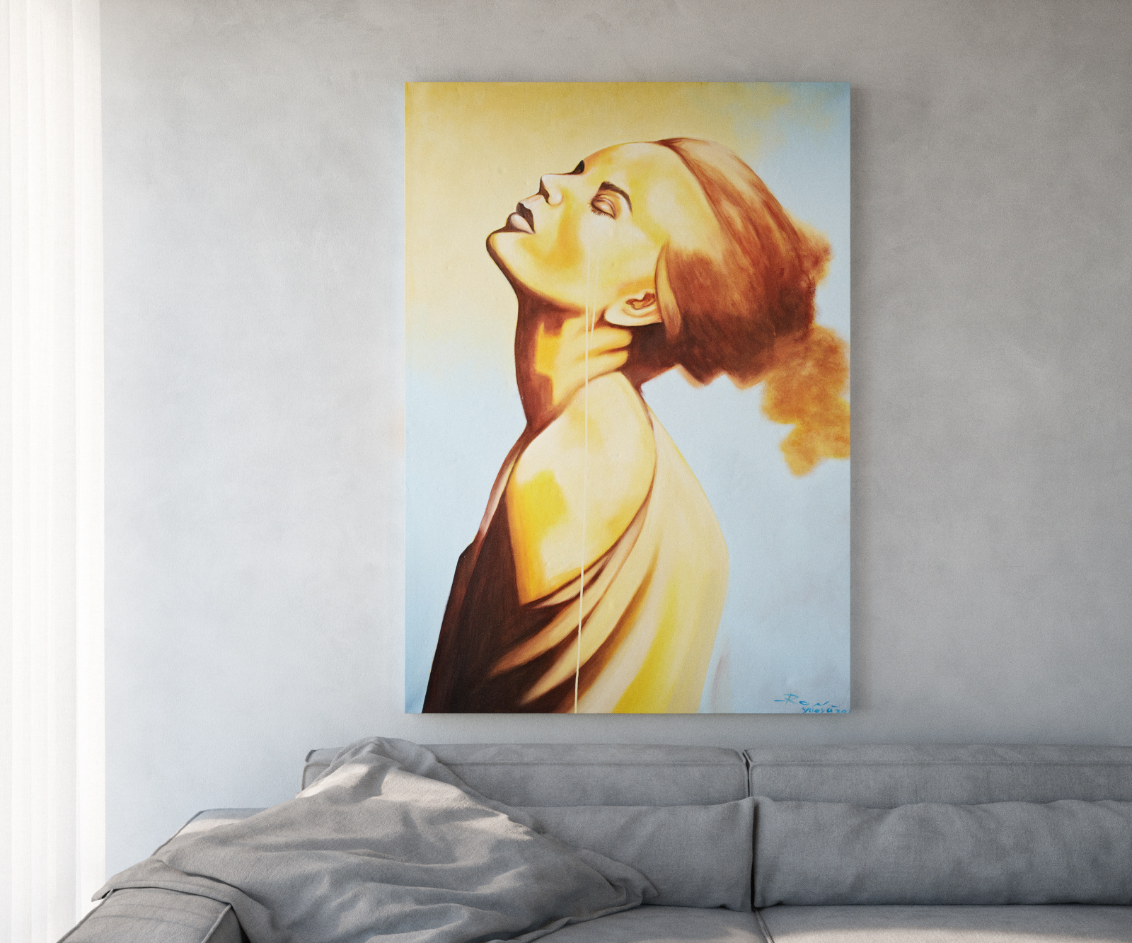 DELIFE Gemälde Young Woman 170×120 cm Mehrfarbig Acryl auf Leinwand, Dekoartikel