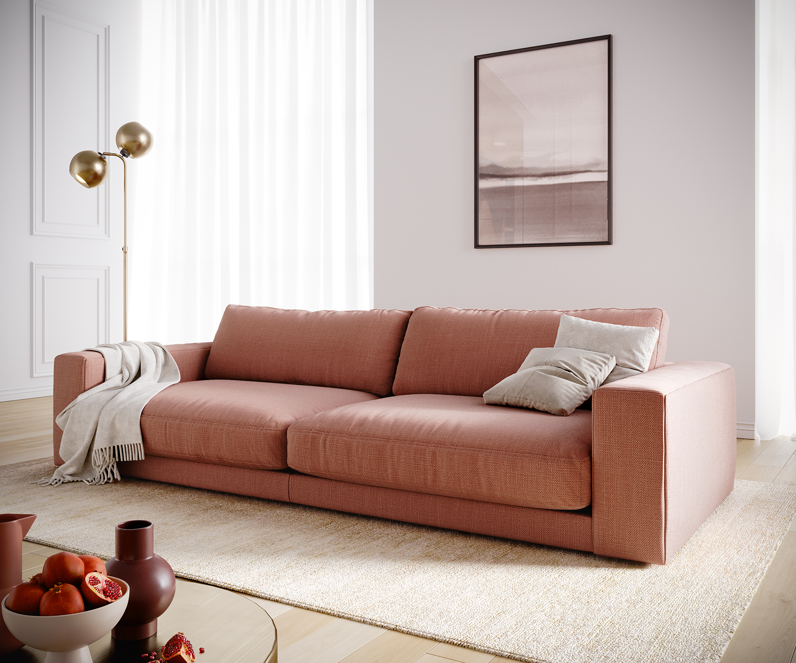 DELIFE Big-Sofa Cubico 290×120 cm Flachgewebe Orange, Big Sofas