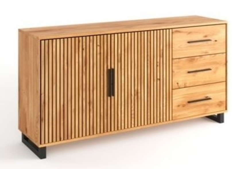 Sideboard XL Serie Portugal Eiche im Akustikpaneel Look