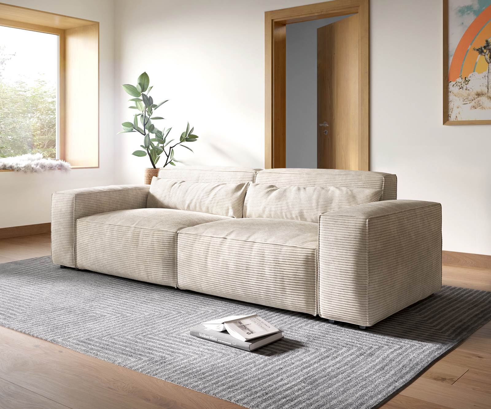 DELIFE Big-Sofa Sirpio XL 270×130 cm Cord Beige, Big Sofas