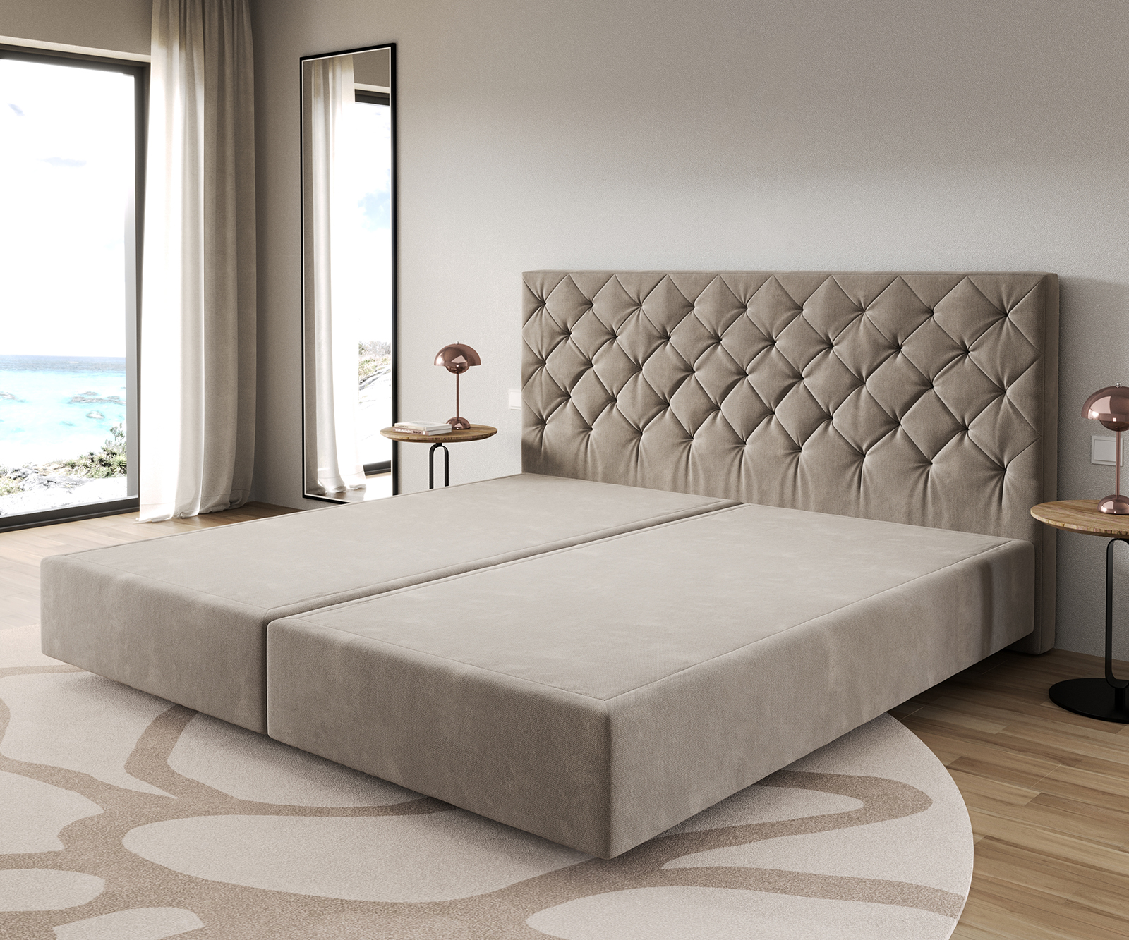 DELIFE Boxspringgestell Dream-Great Mikrofaser Beige 200×200 cm, Boxspringbetten