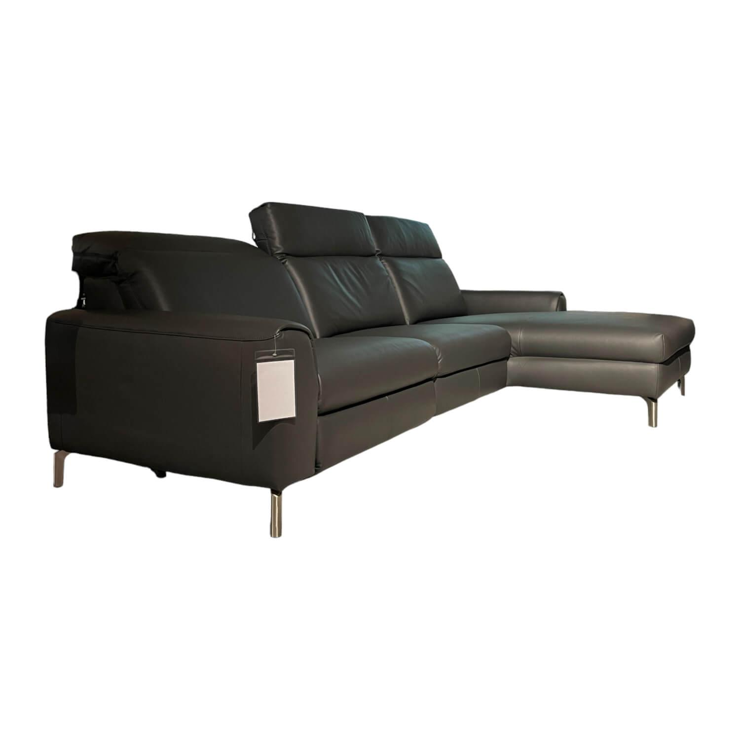 Sofa Venosa 660 Leder Montana Basalt Fuß 01 Brushed mit Relaxfunktionen