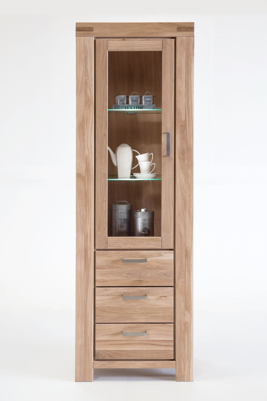 Vitrine Wildeiche sonoma massiv geölt Serie Kreta