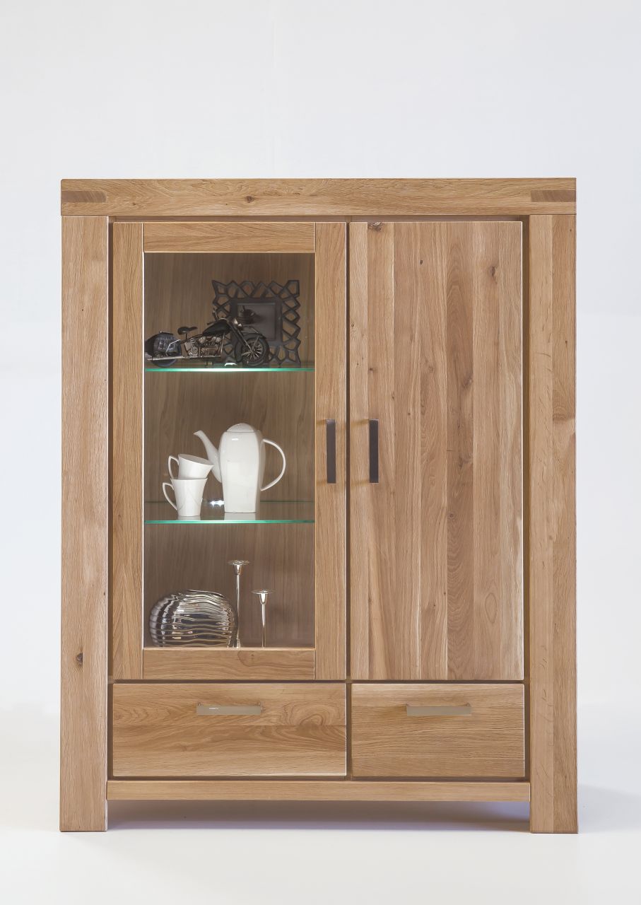 Highboard L Wildeiche sonoma massiv geölt Serie Kreta