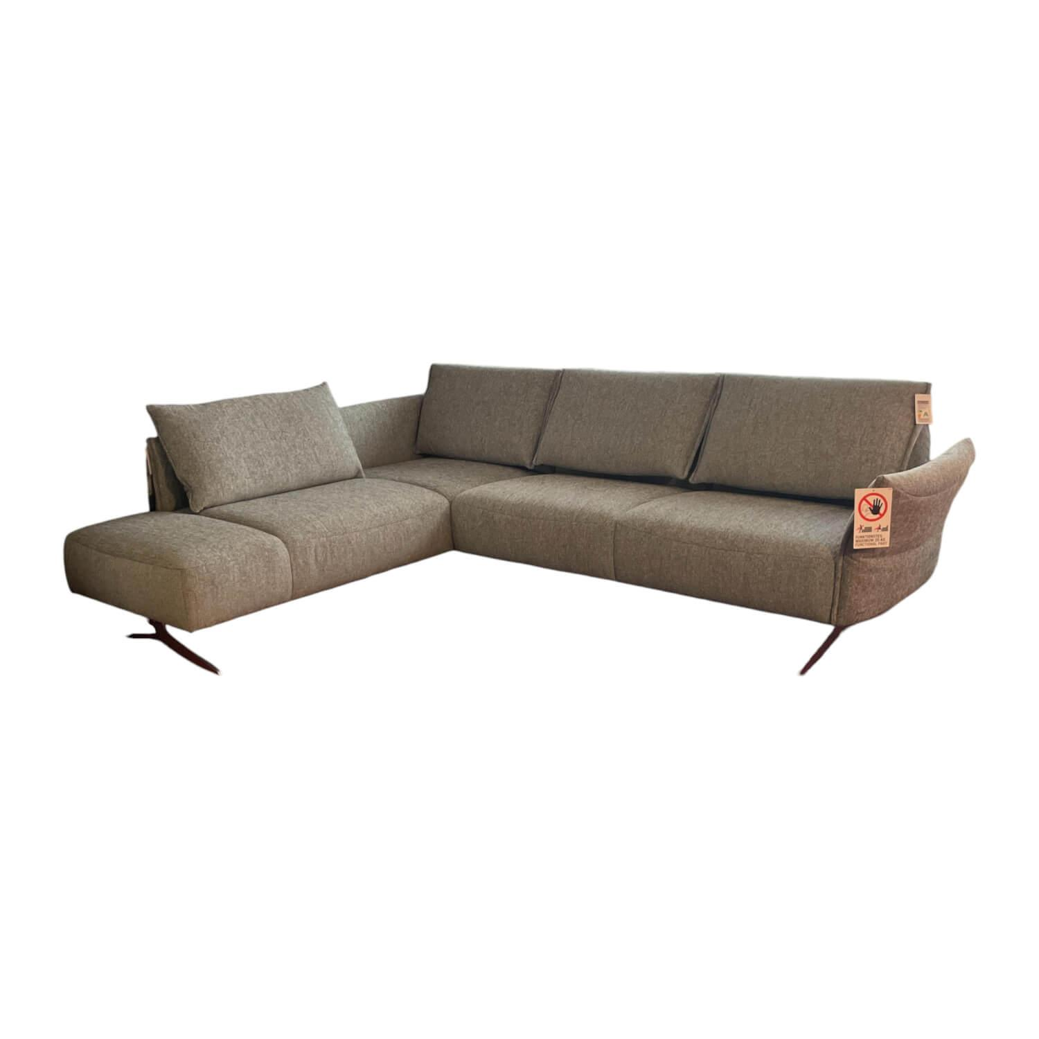 Ecksofa Vineto Stoff 13-Lauro 93 Grau Gestell Nickel