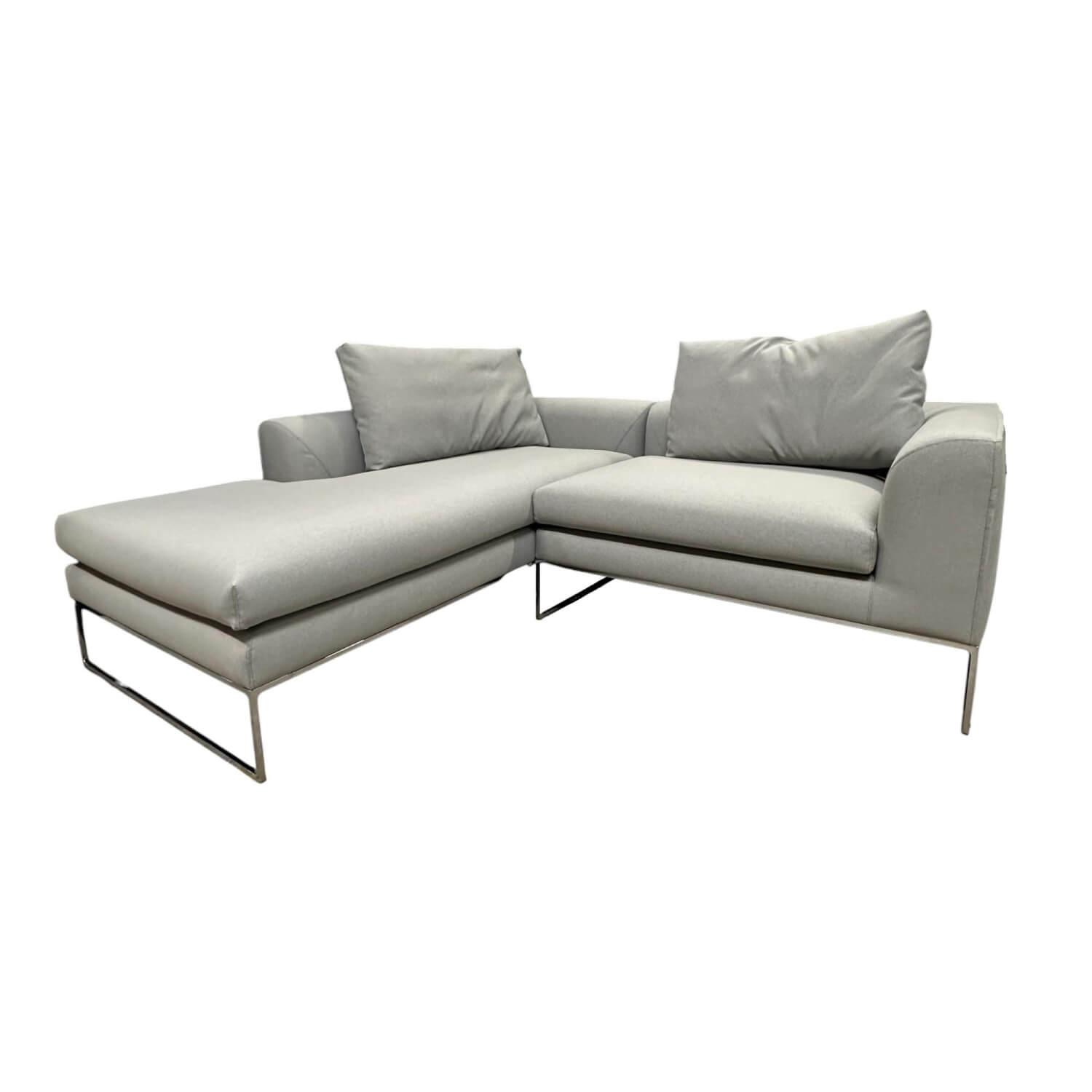 Ecksofa Mell Lounge Stoff 7209 Beton Grau Fußrahmen Verchromt Mit Filzgleitern I…