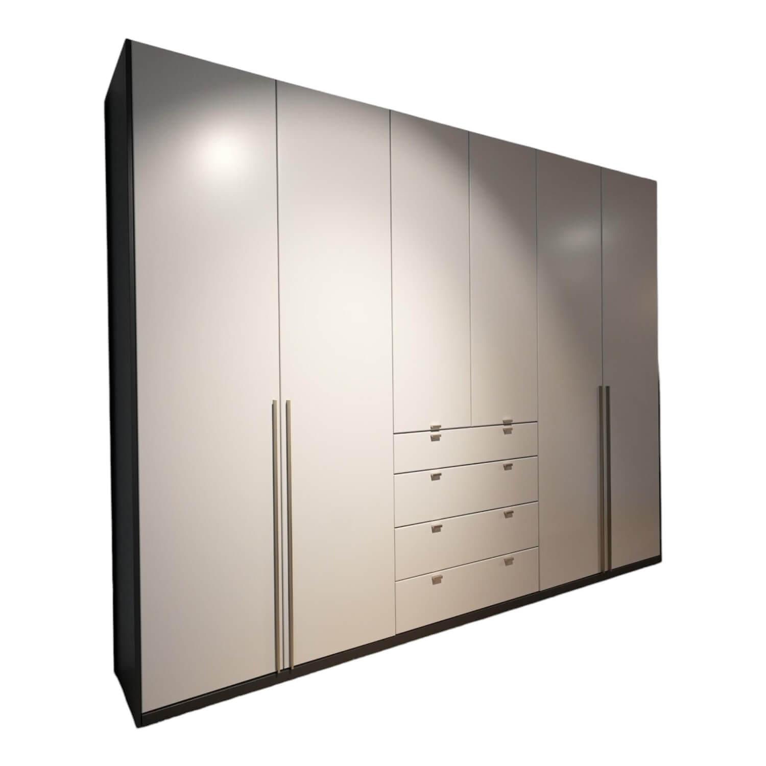 Kleiderschrank Valea S71 Lack R5 Brilliantgrau Griffe Eiche Graphit