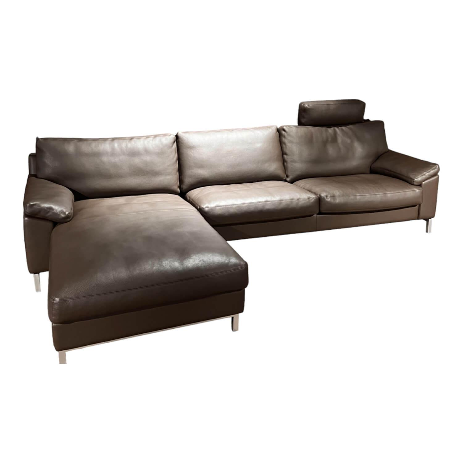 Ecksofa Classics 650 Leder 450 Mocca Braun Füße Metall