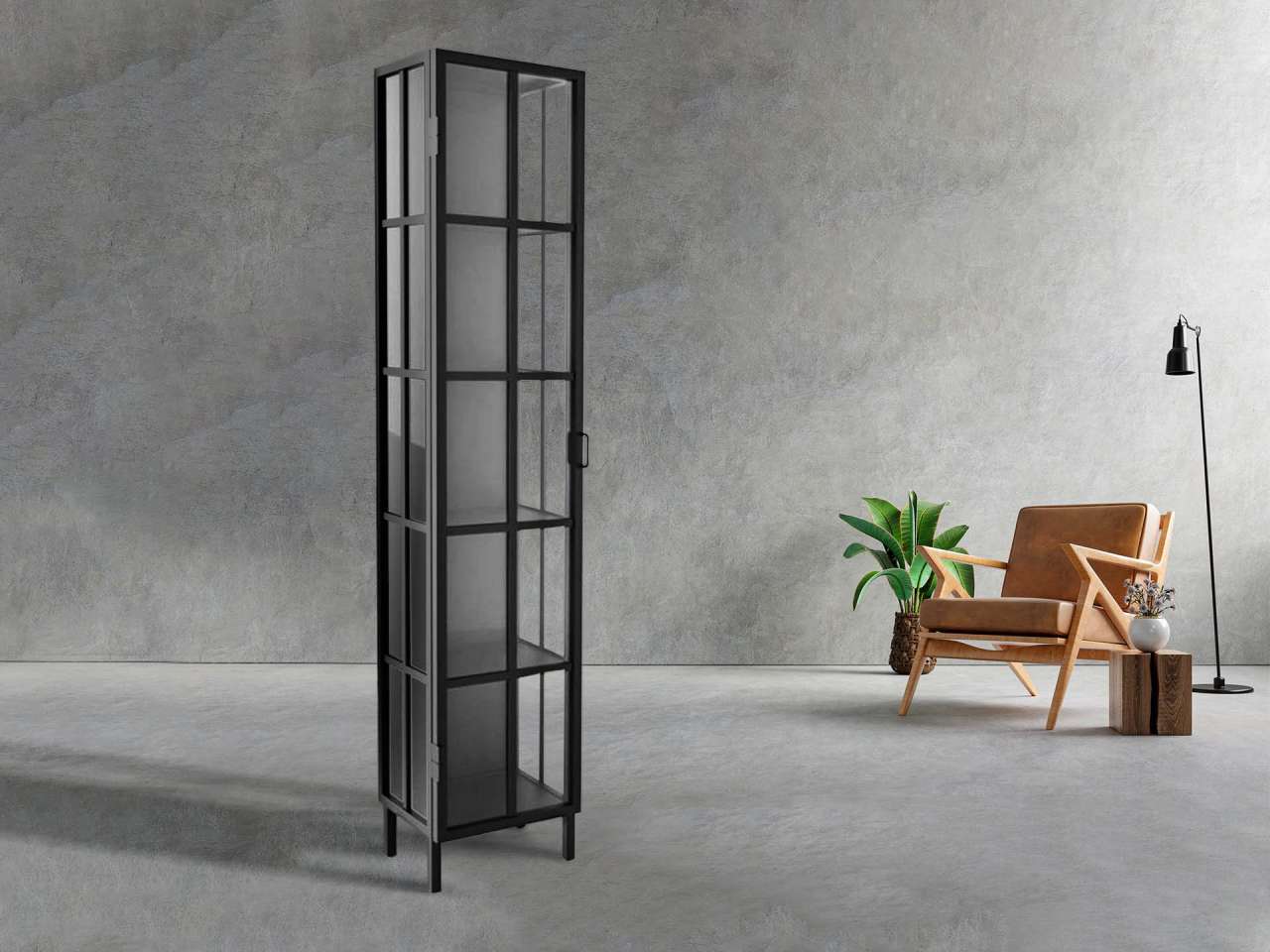 LOFT FRENCH – Vitrine 198 cm hoch – eintürig – Auswahlmöglichkeiten