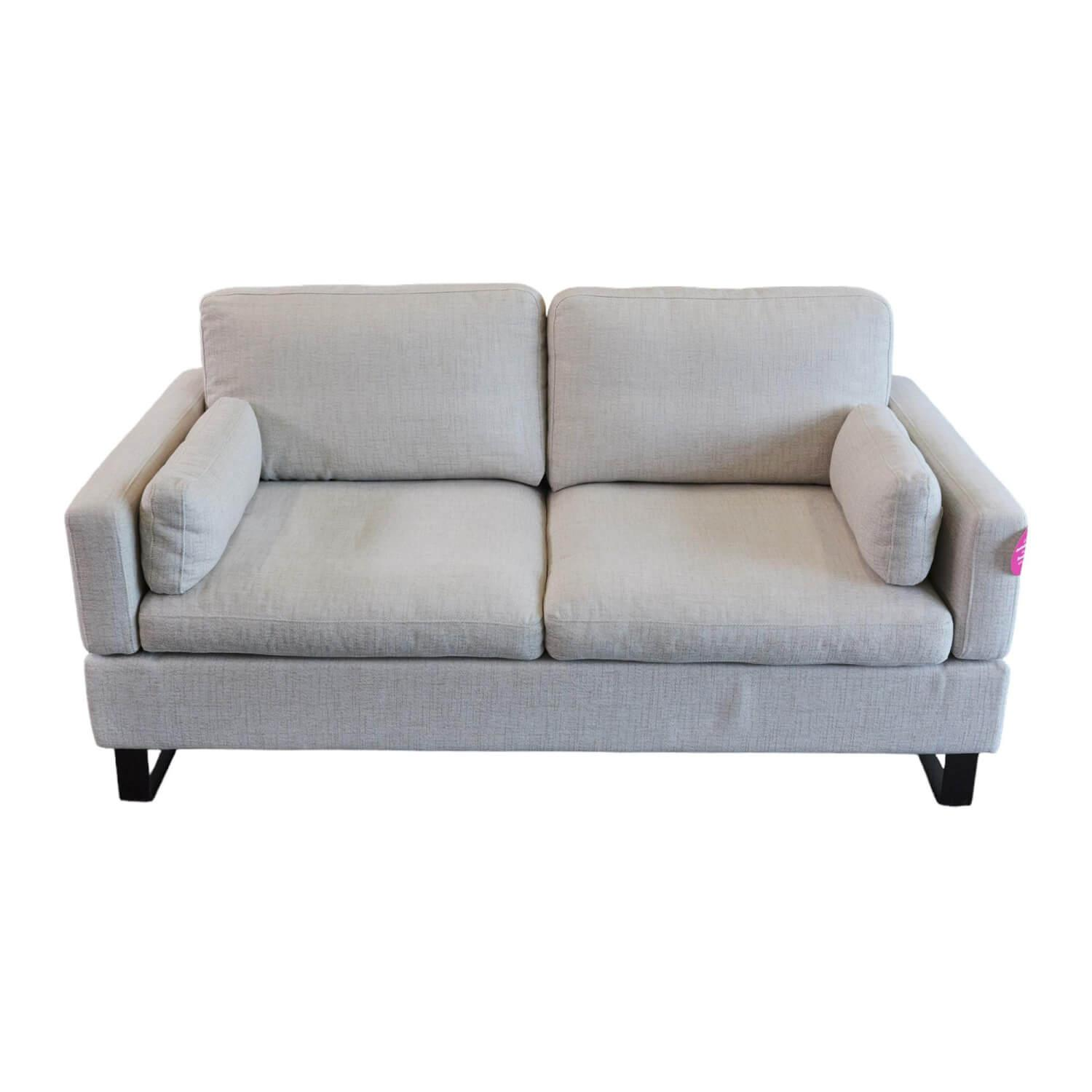 Sofa Alba M Stoff 4430 Beige Grau Fuß Schwarz Mit Integrierten Kopfstützen