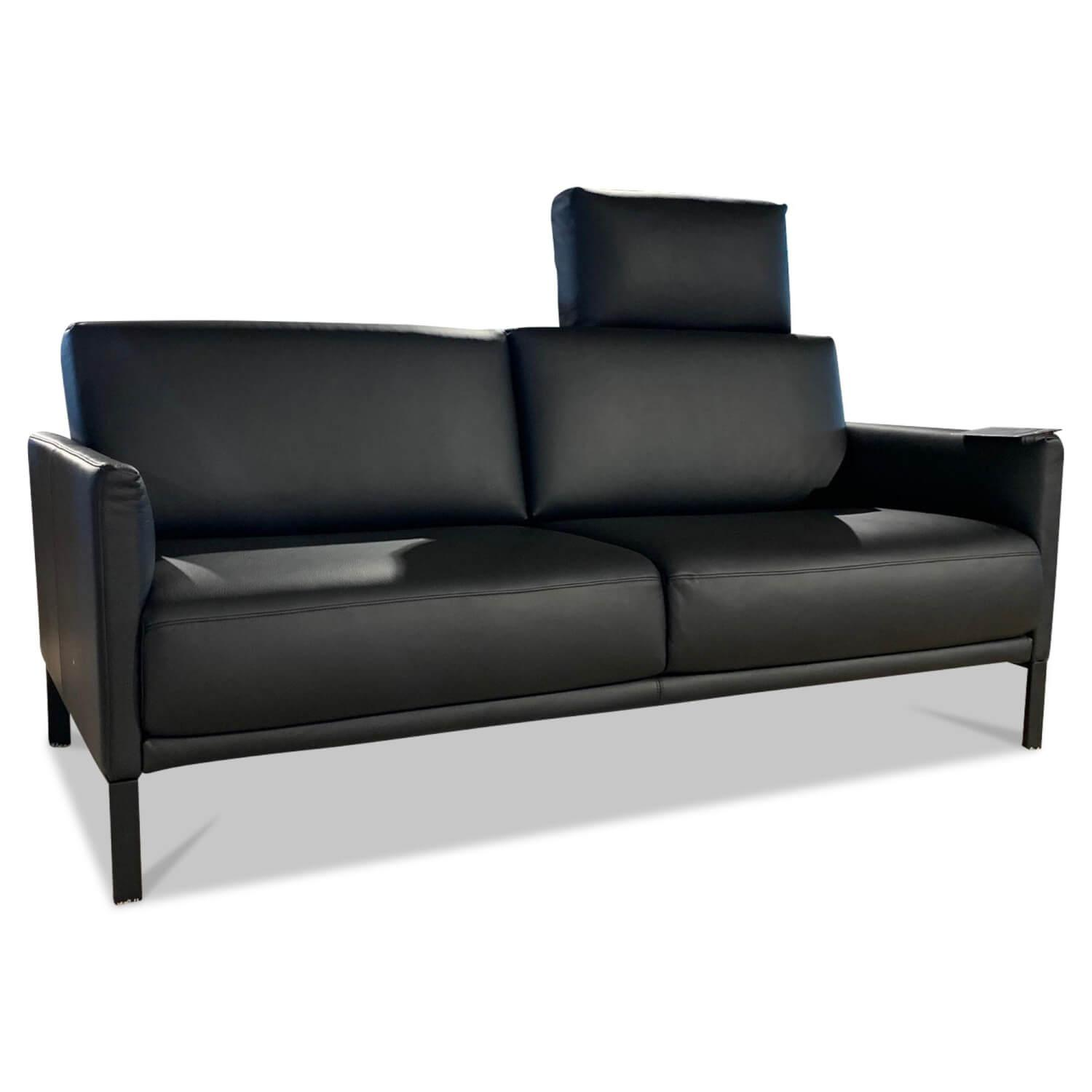 Rolf Benz Sofa Cara Leder 38.110 Schwarz Spange Stahl Schwarz