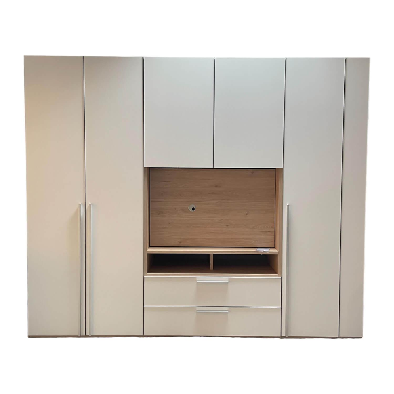 Kleiderschrank Libro 110 Korpus Jackson-Eiche Front Polarweiß Mit TV-Element und…