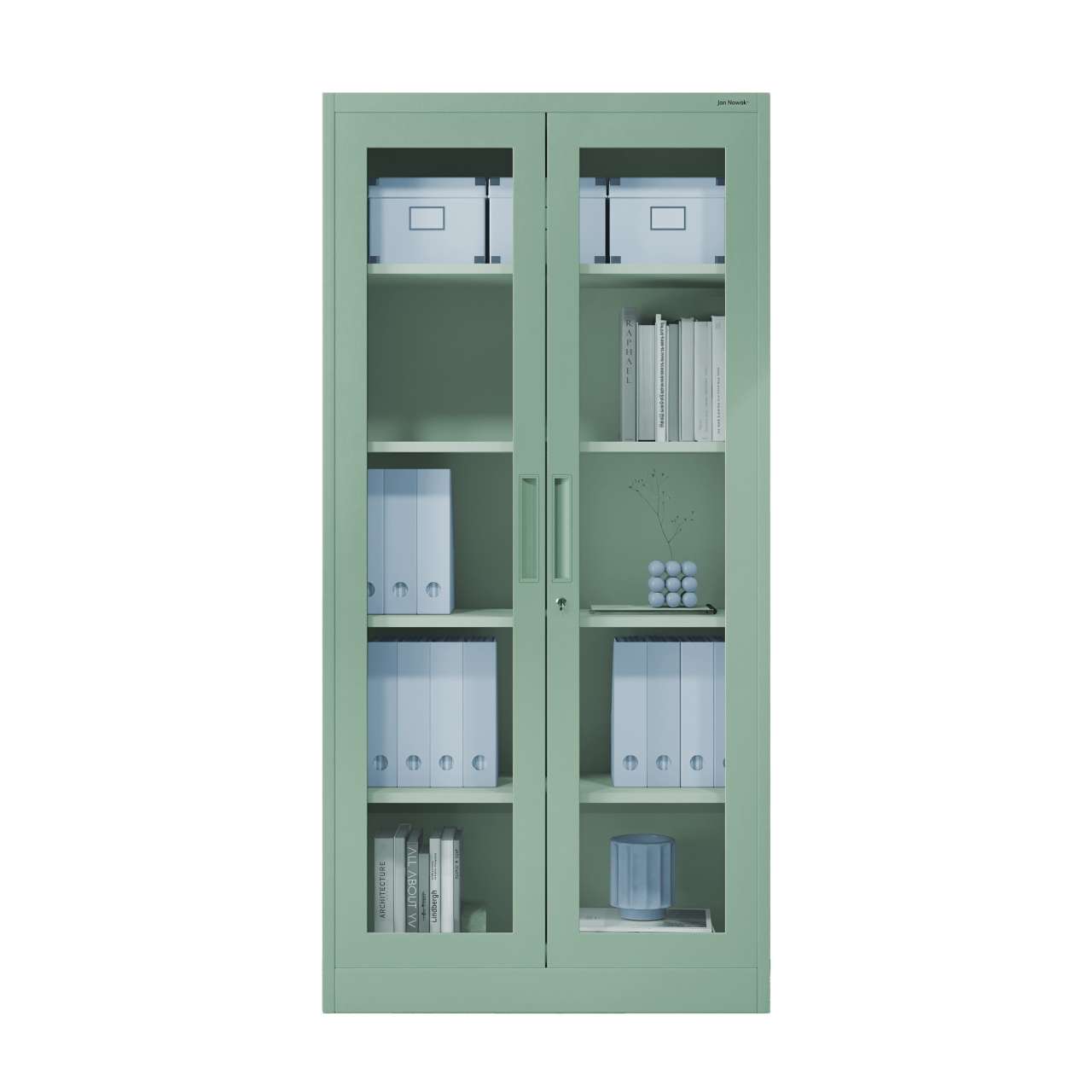 Vitrine mit Glastüren AMELIA, 900 x 1850 x 400 mm, Fresh Style: pastellgrün