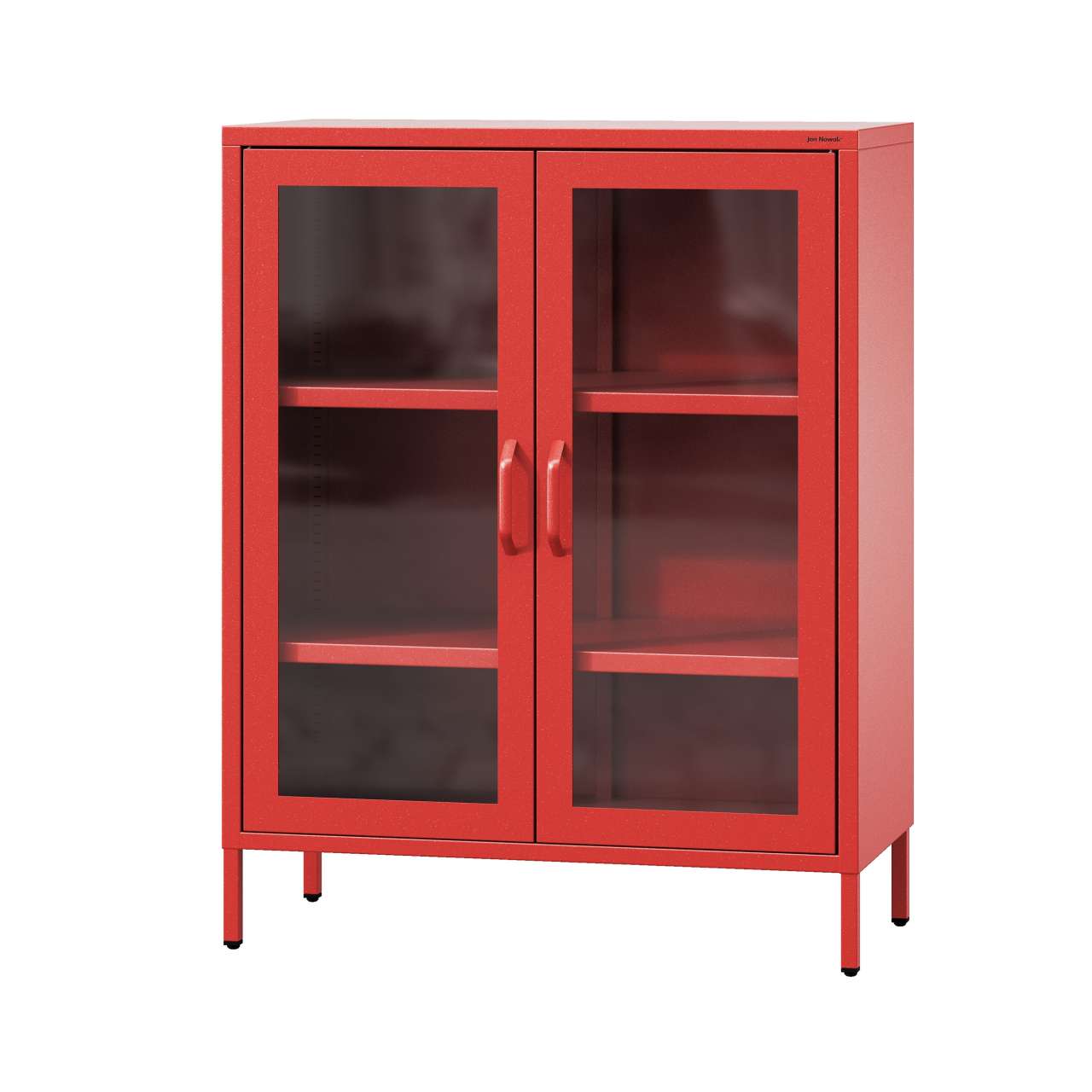 Wohnzimmer Vitrinenschrank GINA, 800 x 1015 x 400 mm, Modern: rot