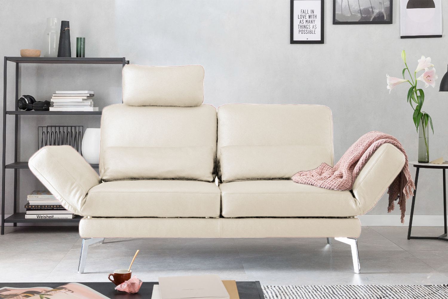 KAWOLA Sofa HURRICANE 2-Sitzer Leder weiß