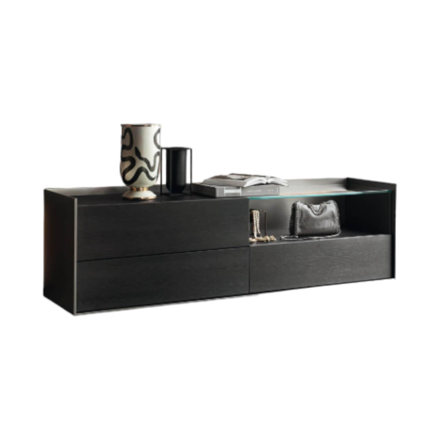 Sideboard Cabaret Mattlack Nero Schwarz Abdeckplatte Keramik Nero Greco Lucidato…